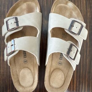 Women's Beige Double Buckle Sandals